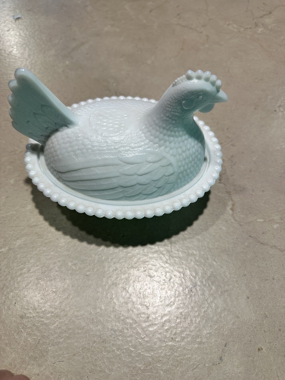 Vintage Hen On A Nest Indiana White Milk Glass Covered Candy Dish